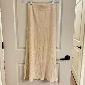 Free People Cream Ribbed/Shimmer Maxi Skirt